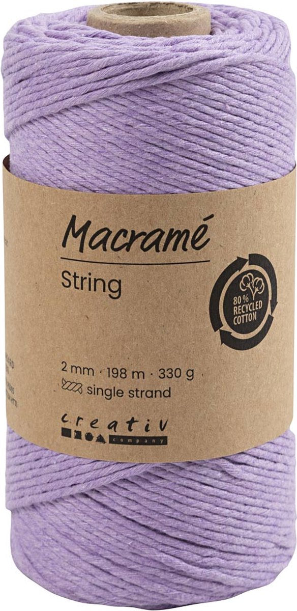 Creativ Company Macrame koord paars, 198m