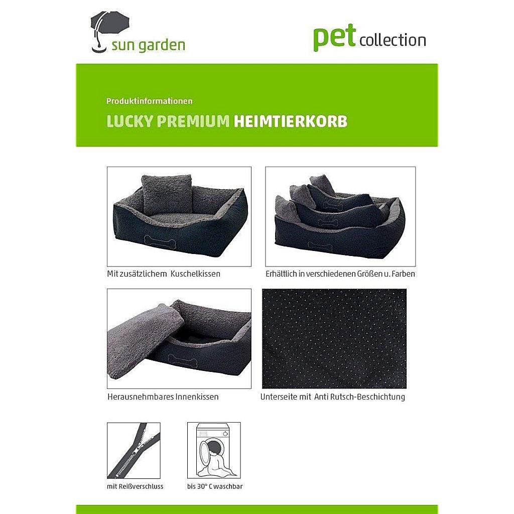 Sun Garden luxe hondenmand lucky + kussen 80x70x20cm grijs