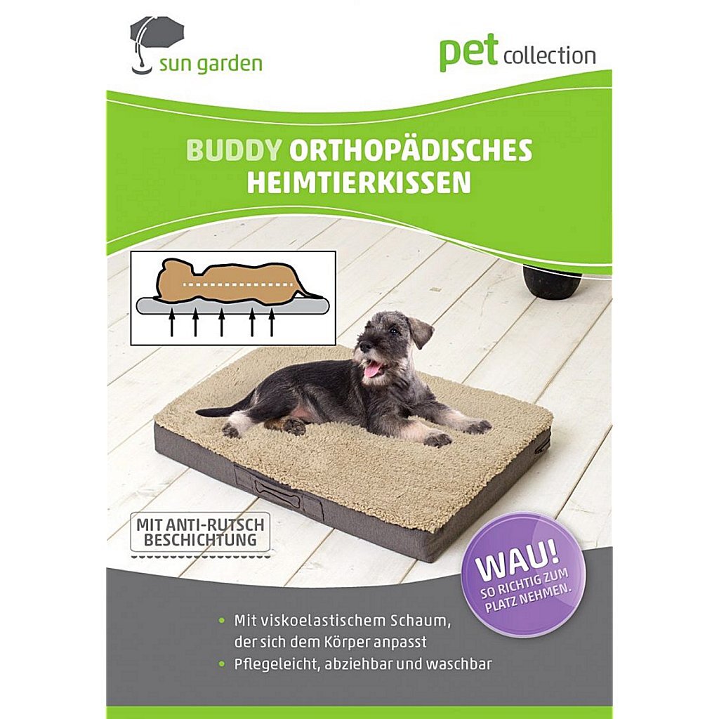 Sun Garden buddy orthopedisch hondenkussen 72x50x8cm donkerbruin