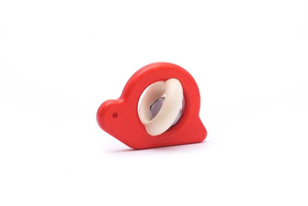 BAJO houten Rammelaar Slak rood. 9x7x7 c