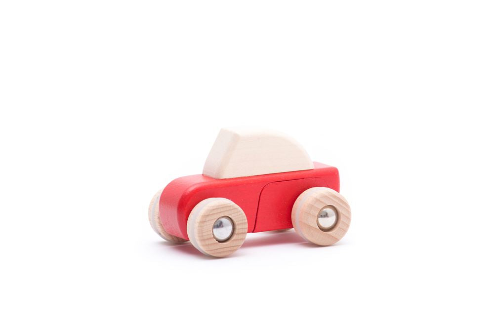 BAJO houten Pullback auto rood. 8,7x5,7x