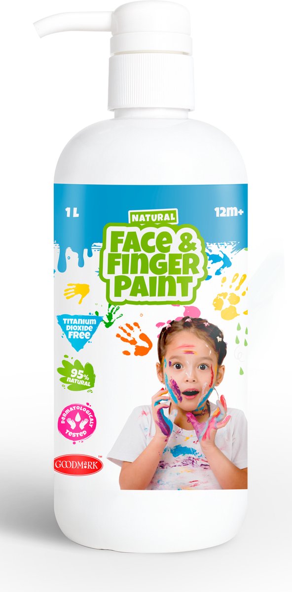 Natural Face Fingerpaint fles met pompje - wit, 1l - schmink