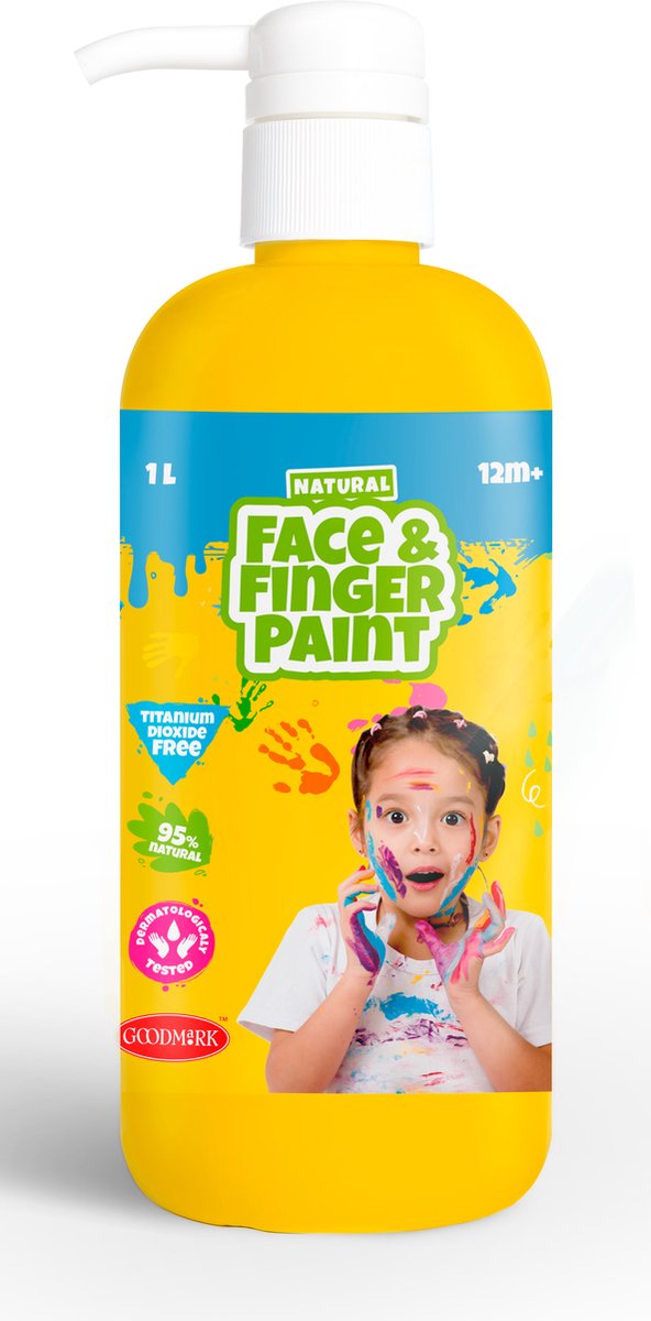 Natural Face Fingerpaint fles met pompje - geel, 1l - schmink
