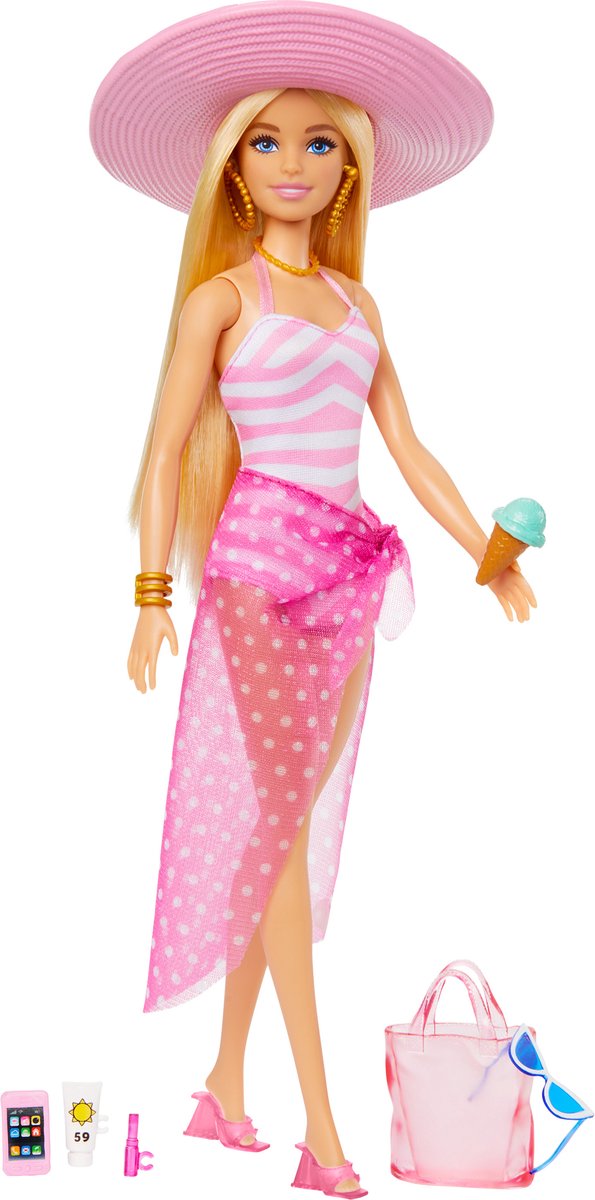 Barbie zonnehoed badpak malibu - met accessoires - pop