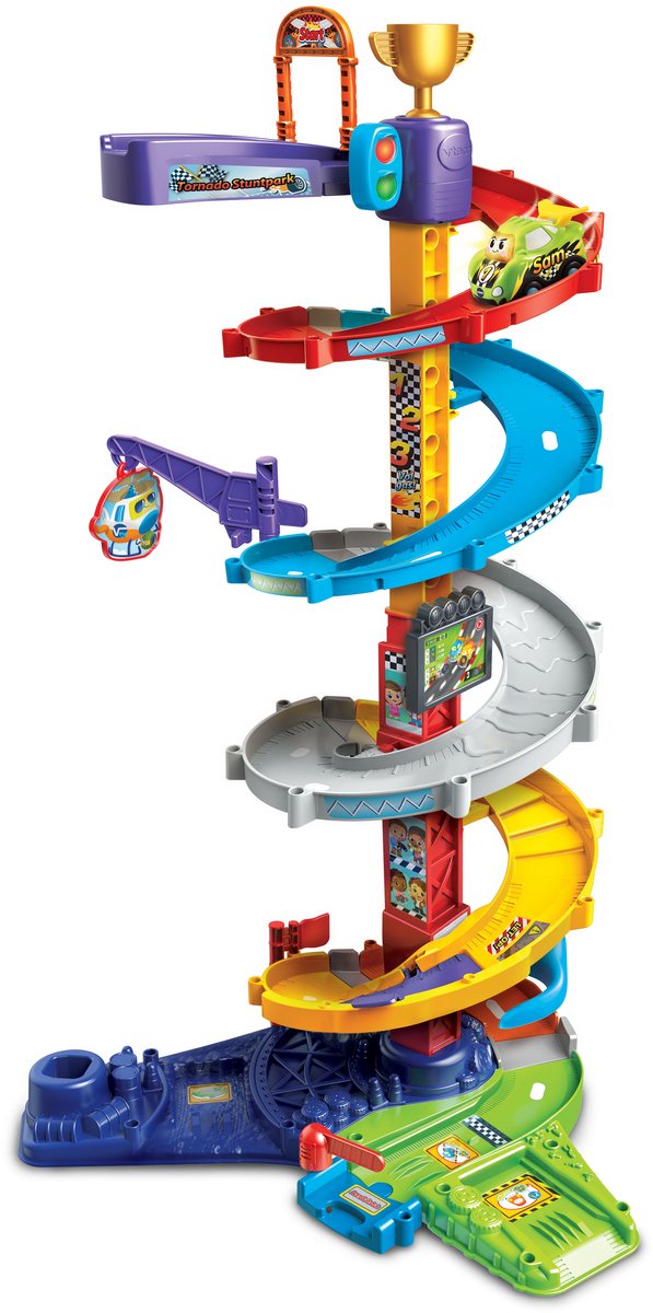 VTech toet toet auto's tornado stuntpark - race toren autobaan met sam stuntauto - moedigt rollenspellen aan - cadeau - 1 tot 5 jaar