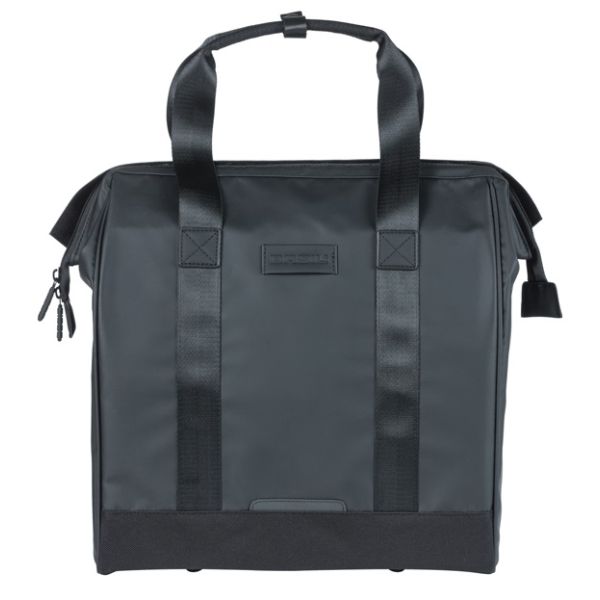 BASIL Tas grand tarpaulin shopper zwart mik hooks | 23l