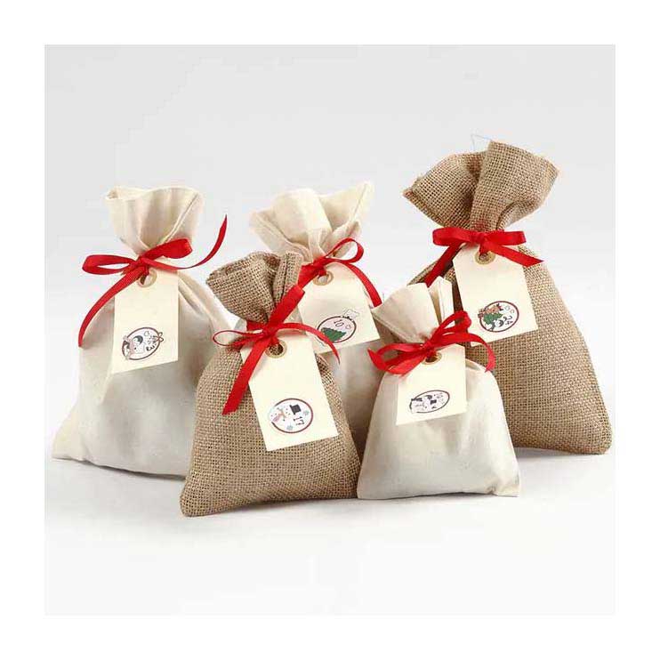 Creativ Company Jute zakje met trekkoord, 4 stuks