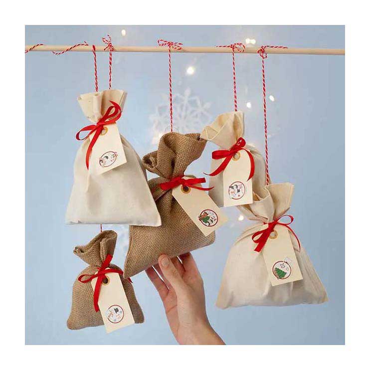 Creativ Company Jute zakje met trekkoord, 4 stuks