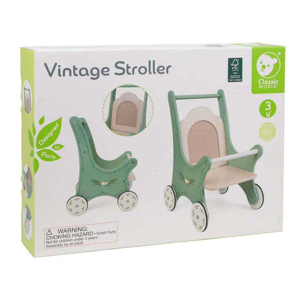 Classic World vintage houten poppenwagen