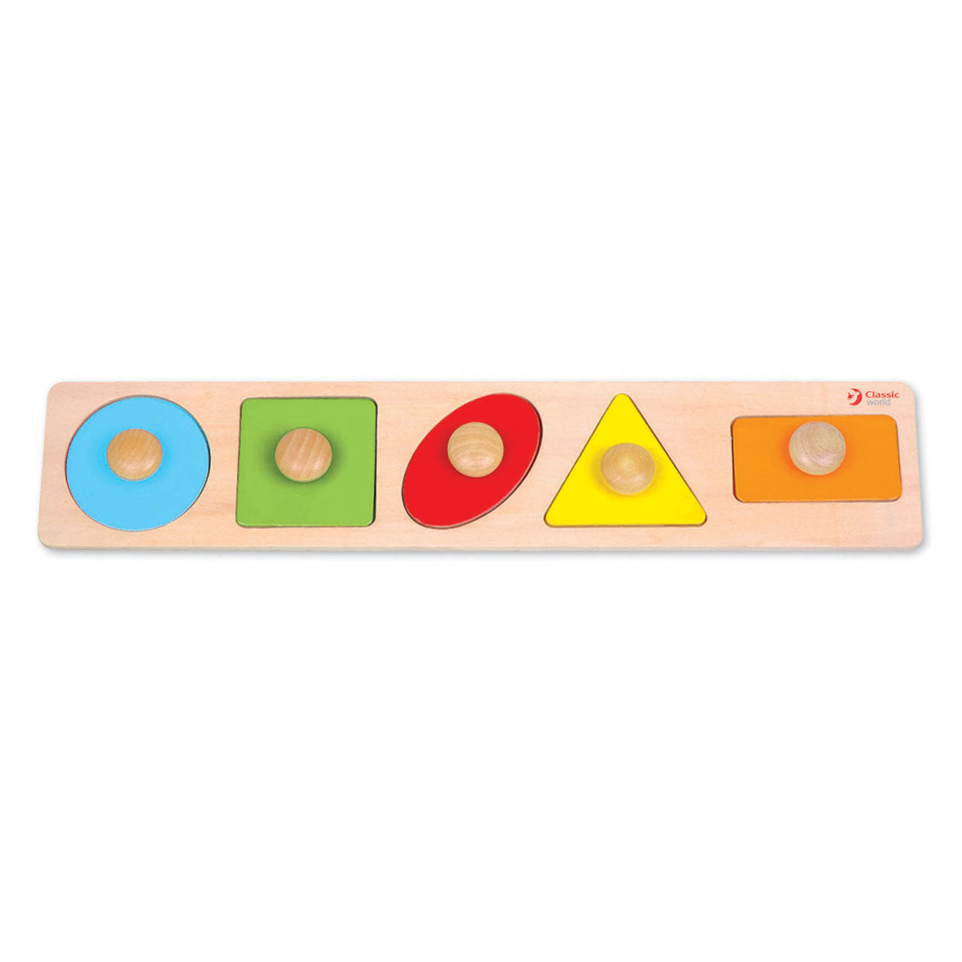Classic World houten noppenpuzzel vormen, 5st.