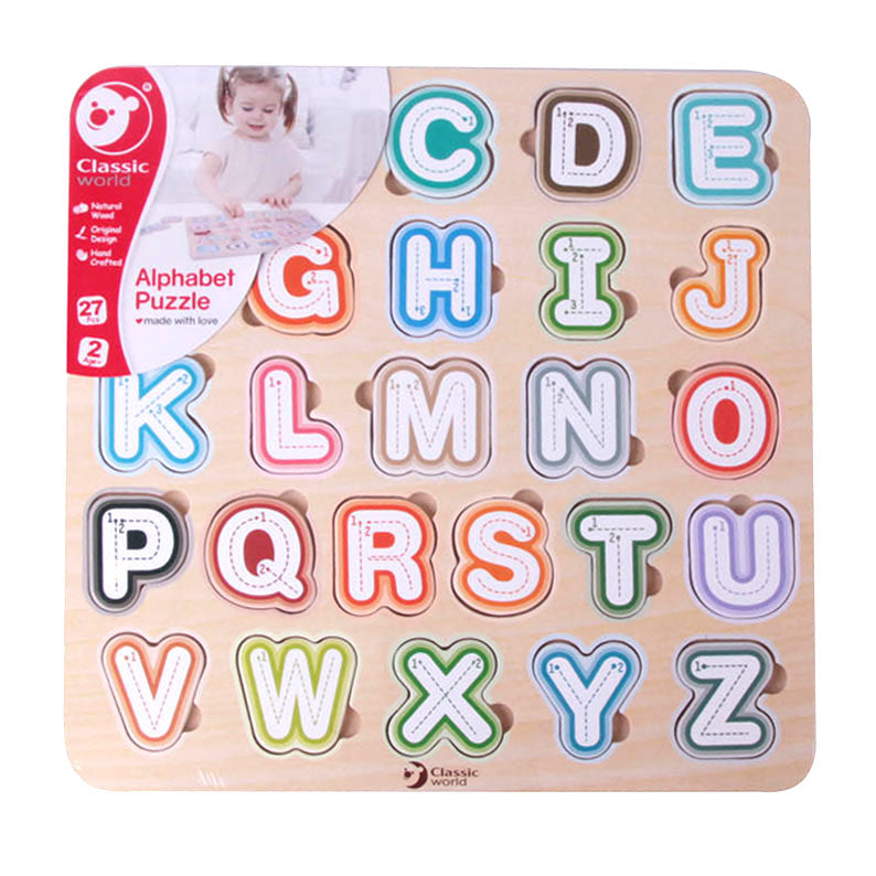 Classic World houten puzzel alfabet, 27st.