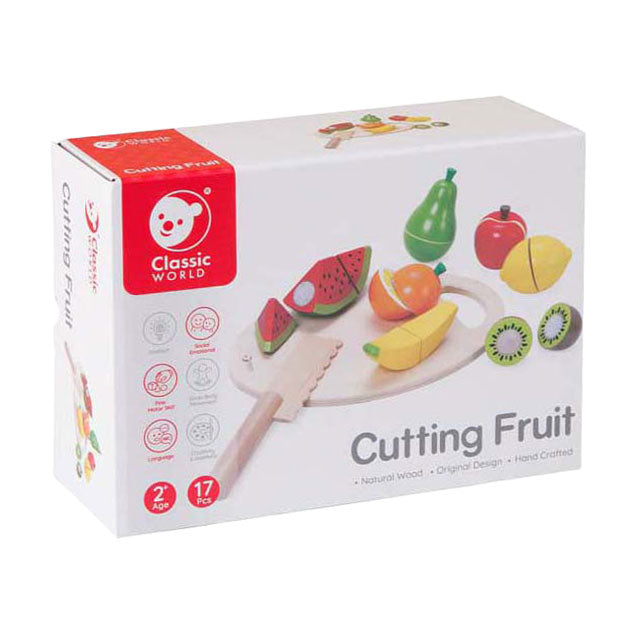 Classic World houten snijfruit met snijplank, 17dlg.