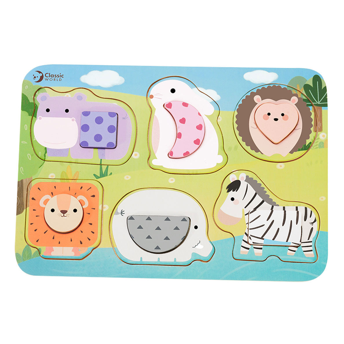 Classic World houten puzzel wilde dieren, 13st.