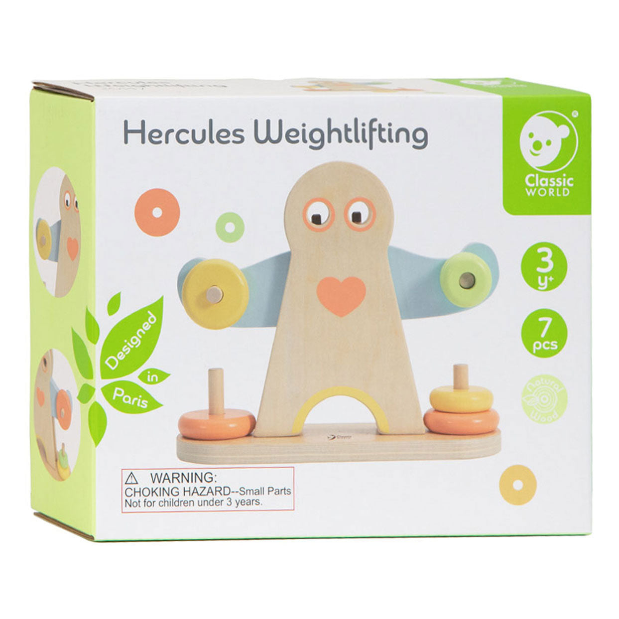 Classic World houten weegschaal hercules educatief speelgoed 7-delig.