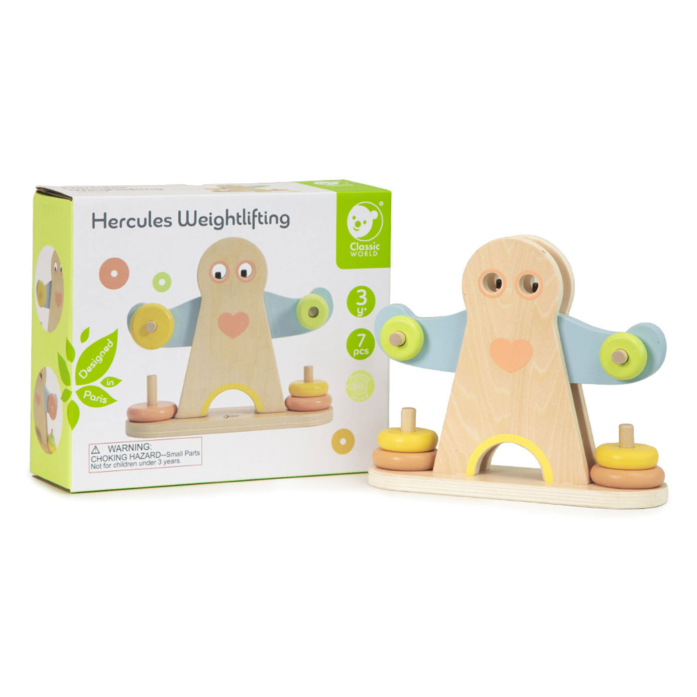 Classic World houten hercules weegschaal, 7dlg.