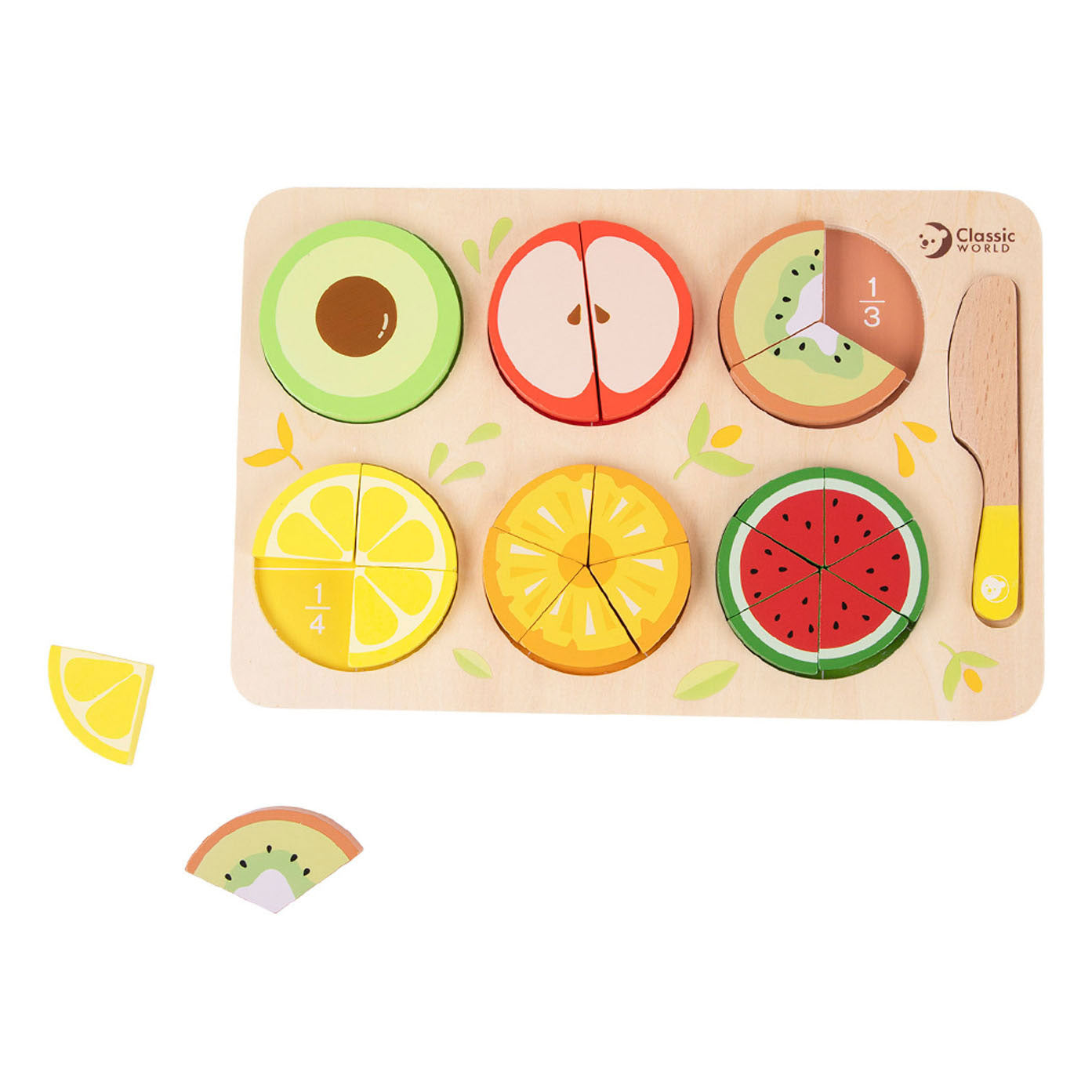 Classic World houten fruit puzzel breuken, 22dlg.