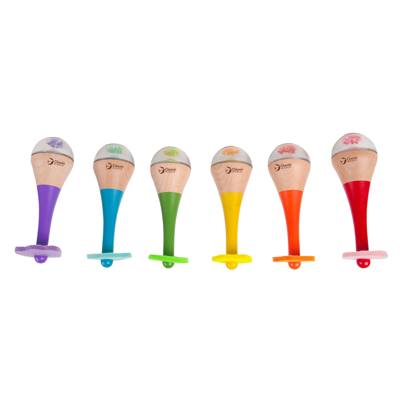 Classic World houten regenboog maracas