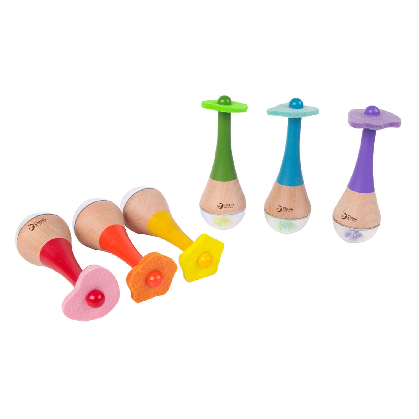 Classic World rammelaar 2 in 1 houten regenboog maracas instrument 1 st. - uni