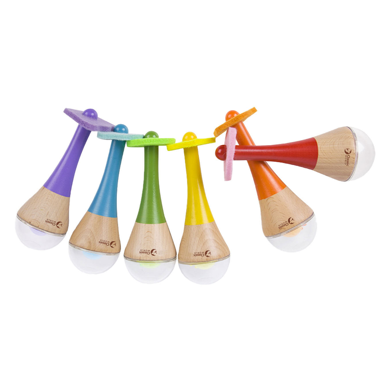 Classic World houten regenboog maracas