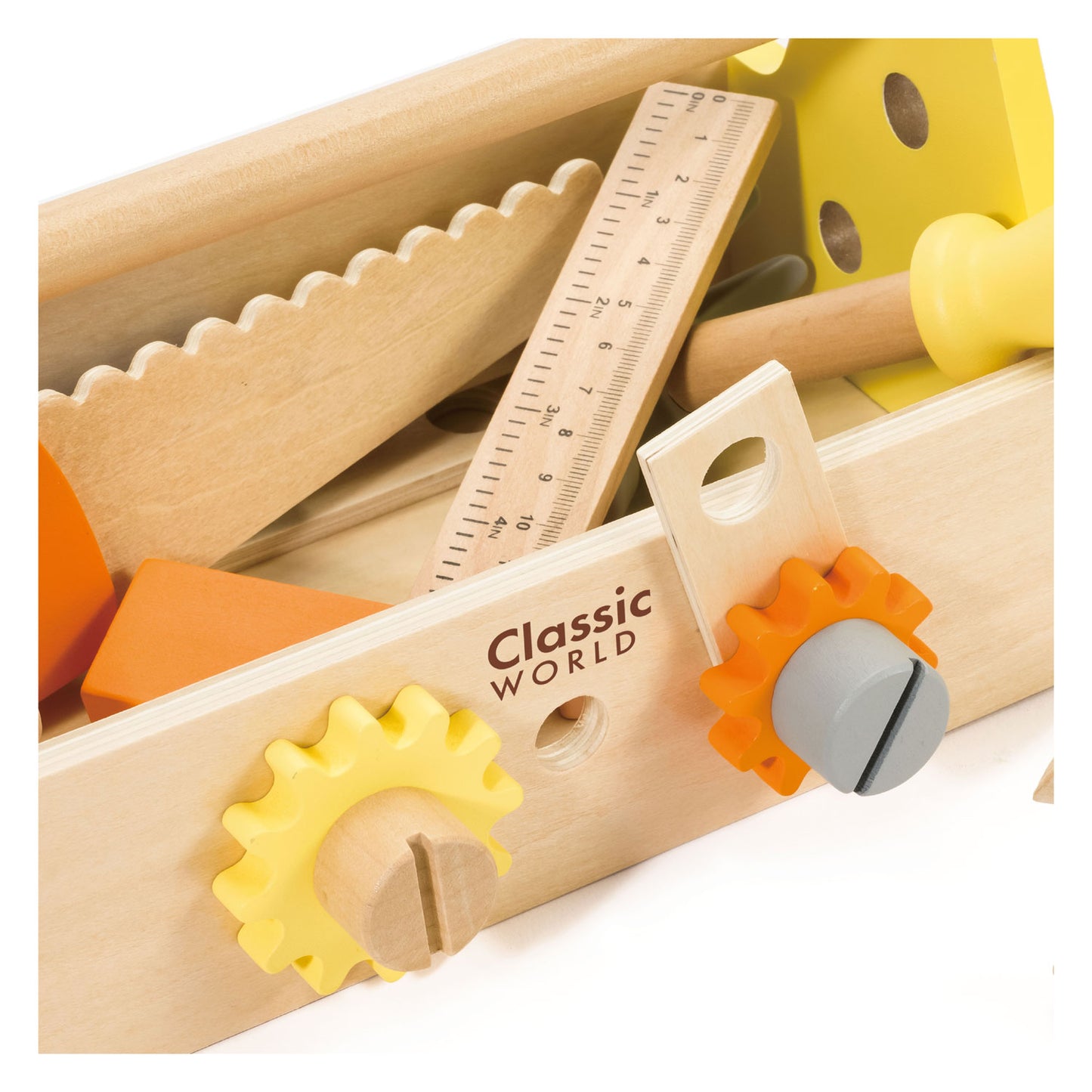 Classic World houten timmermanset met gereedschapskist, 18dlg.
