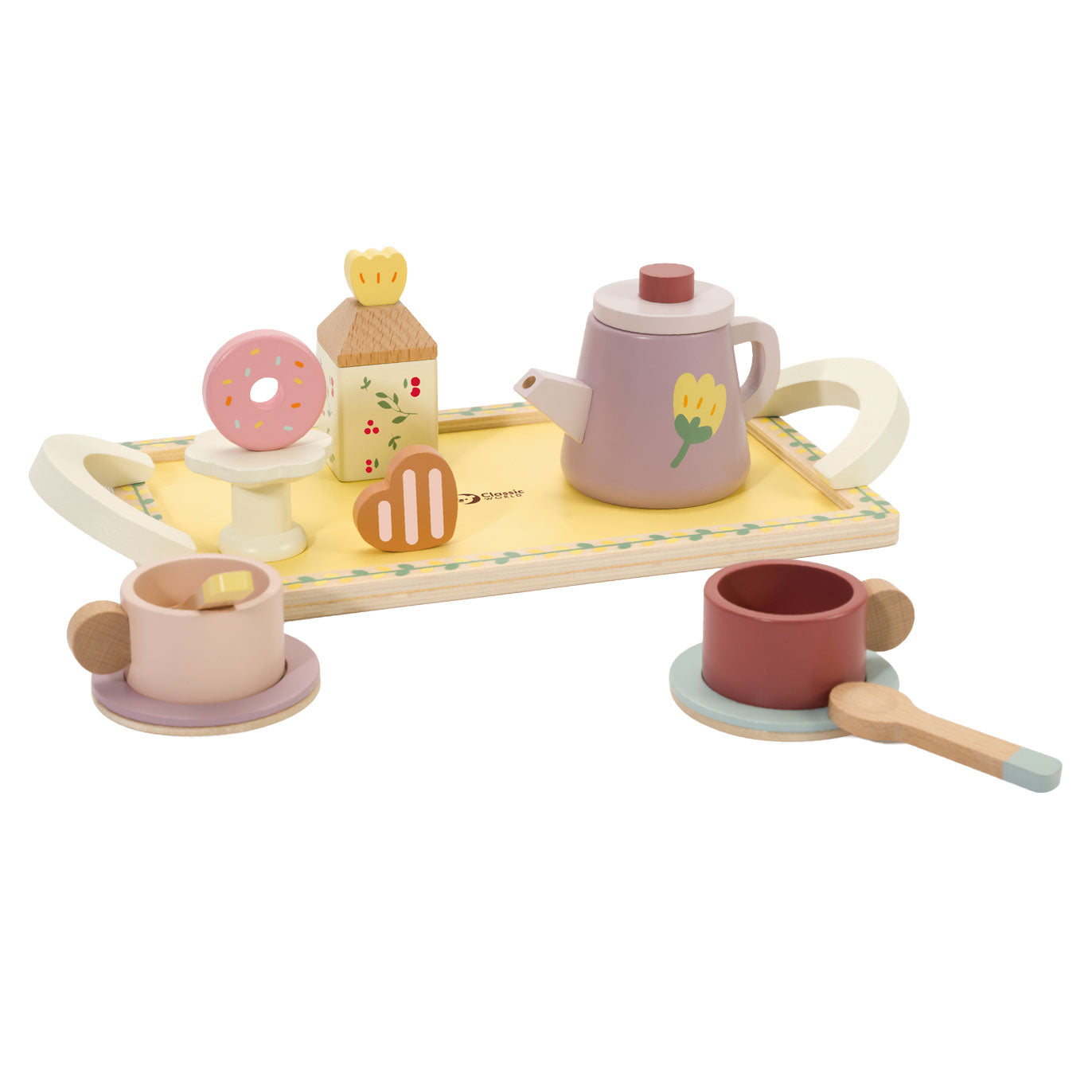 Classic World houten theeset grace met dienblad, 14dlg.
