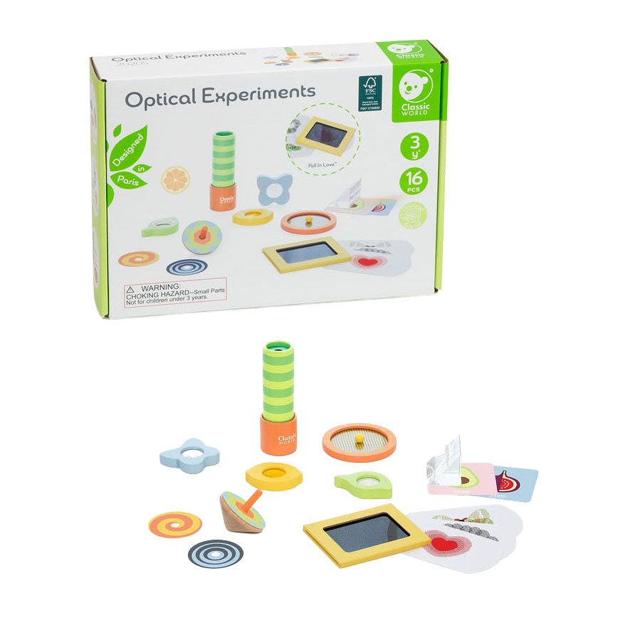 Classic World optische experimenten houten speelset, 16dlg.