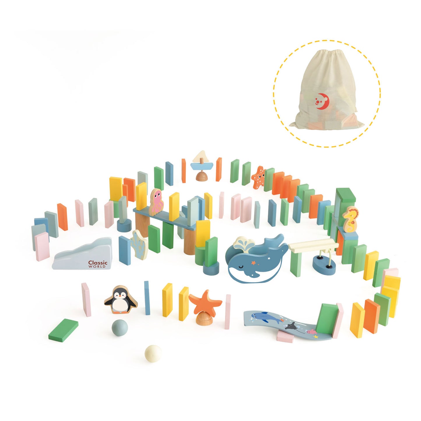 Classic World houten domino oceaan, 100dlg.