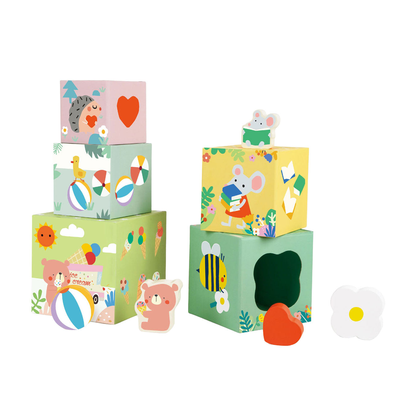 Classic World stapelblokken met bosdieren, 10dlg.
