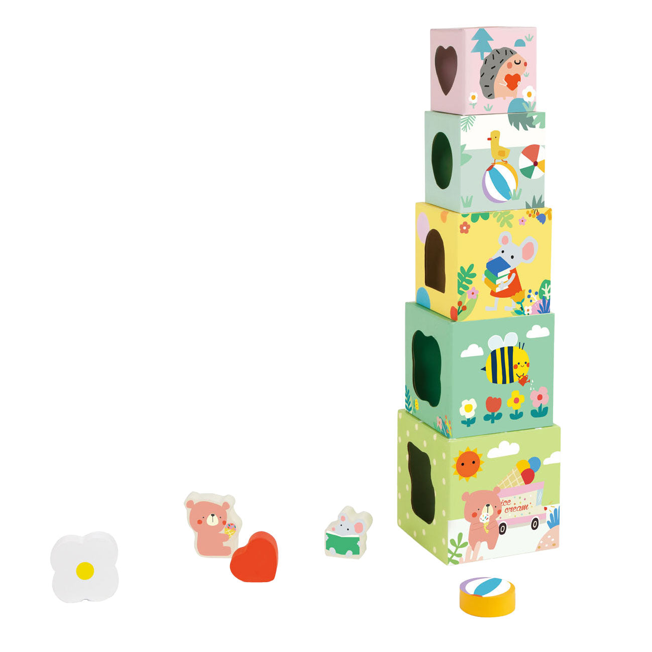 Classic World stapelblokken met bosdieren, 10dlg.