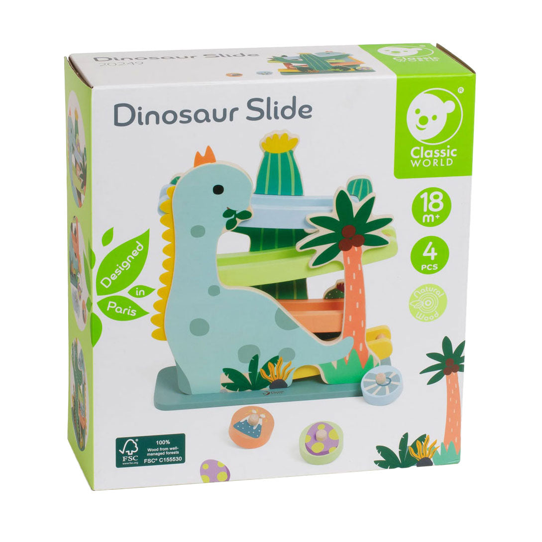 Classic World houten ballenbaan dinosaurus - educatief speelgoed 4-delig.
