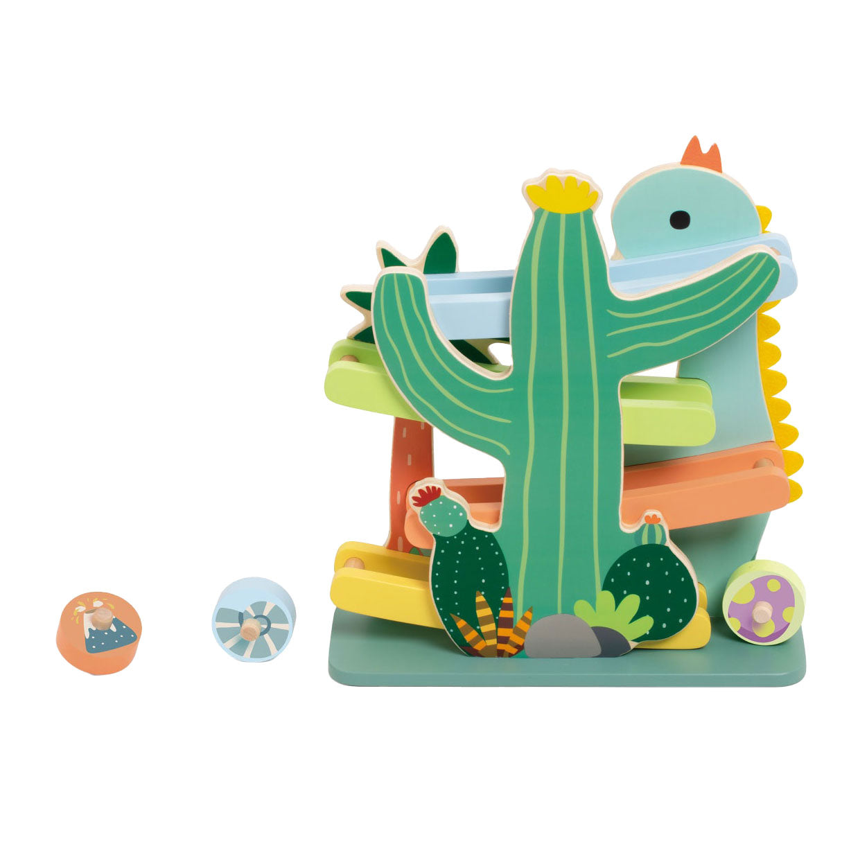 Classic World houten ballenbaan dinosaurus, 4dlg.