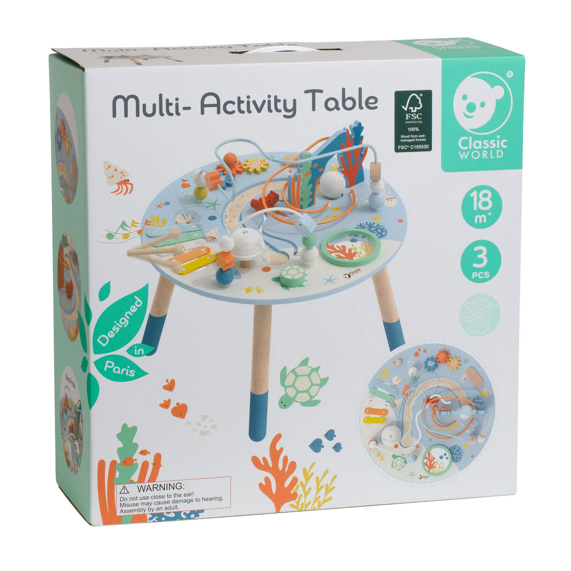 Classic World houten activiteitentafel onderwaterwereld, 3dlg.