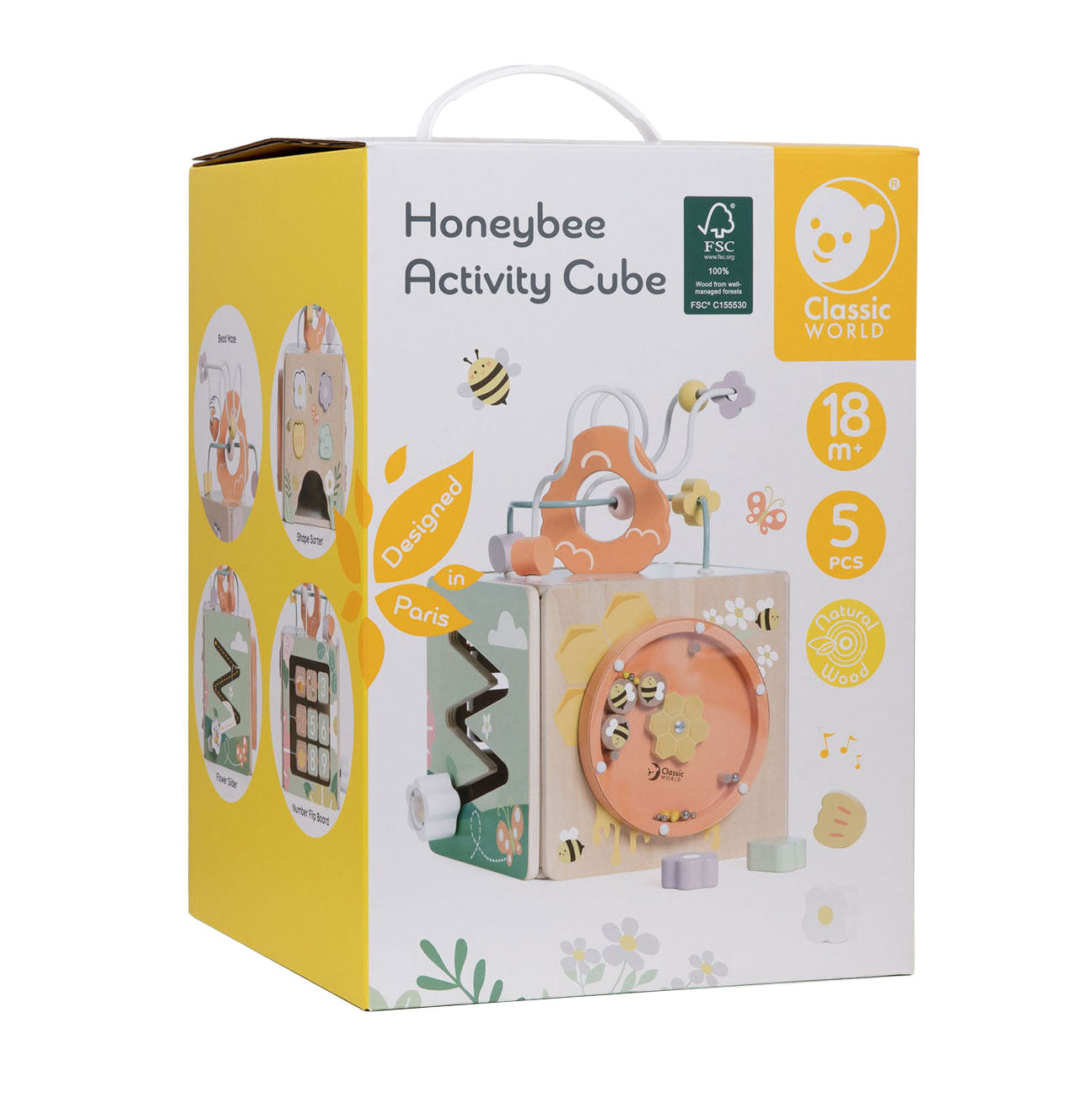 Classic World houten activiteitenkubus honingbij - educatief speelgoed.