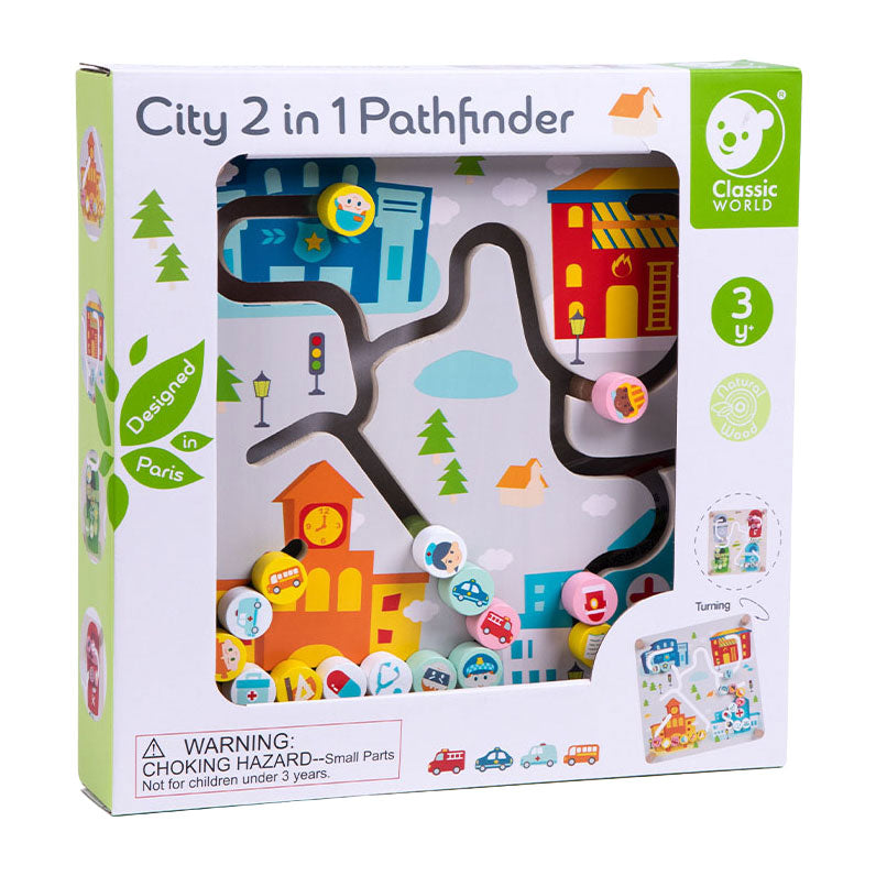 Classic World houten bord sorteerspel 2in1 stad en afval scheiden