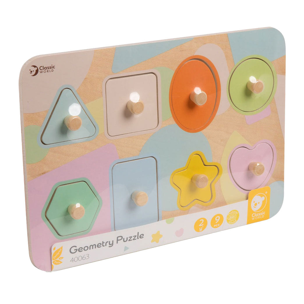 Classic World houten noppelpuzzel vormen, 8st.