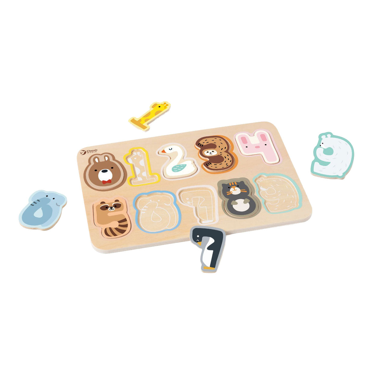 Classic World houten cijfer puzzel educatief speelgoed 10 stukjes.
