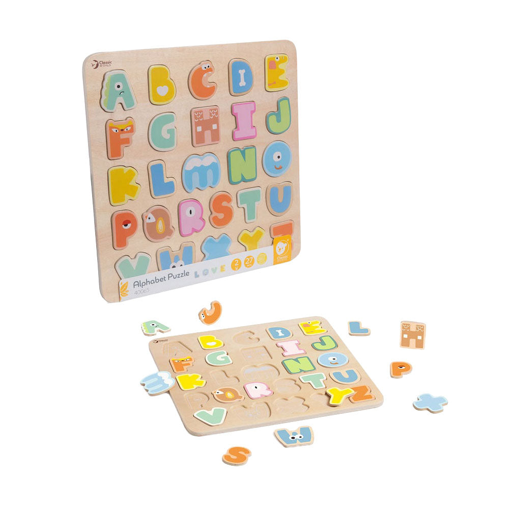 Classic World houten alfabet puzzel, 27dlg.