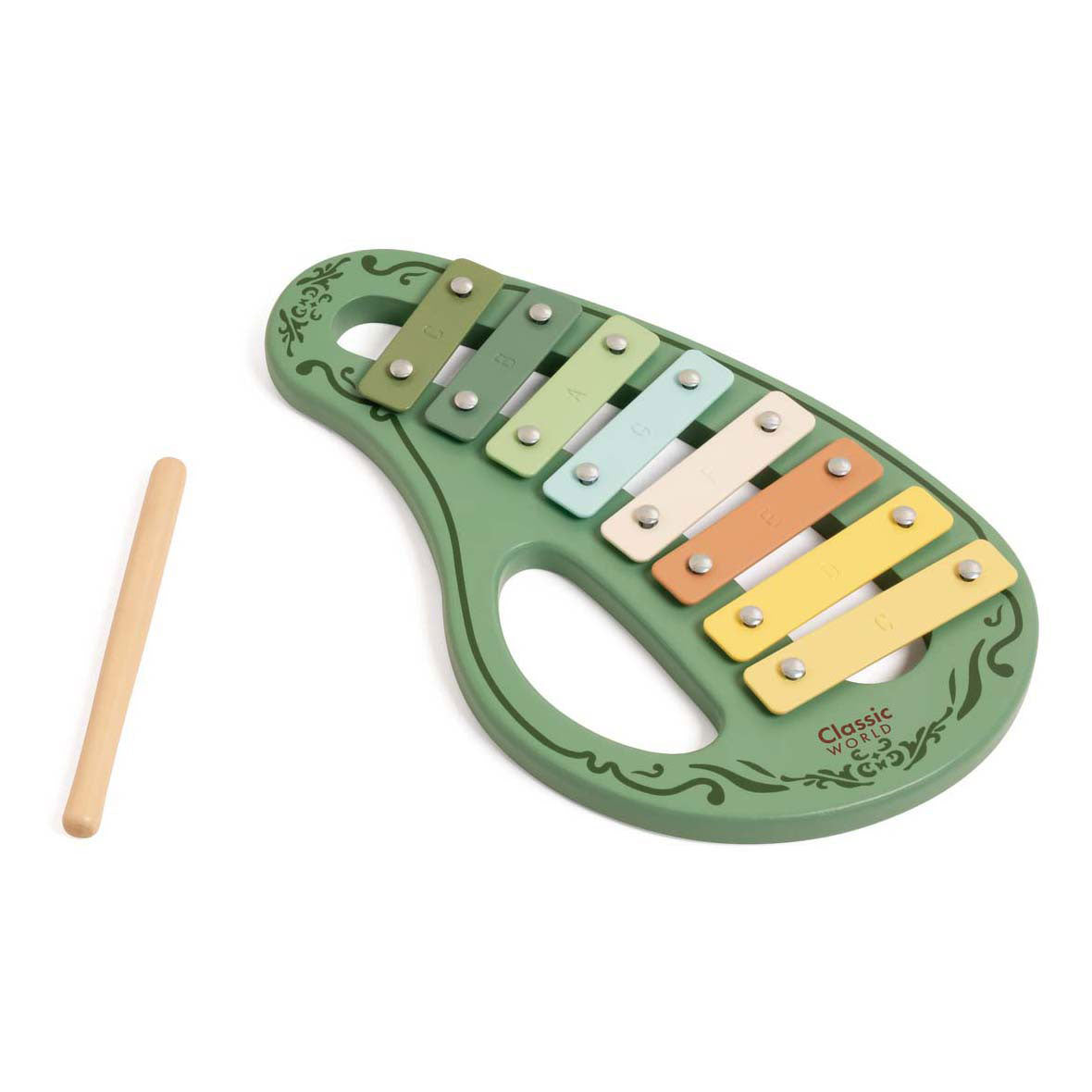 Classic World houten vintage xylofoon groen 2dlg.