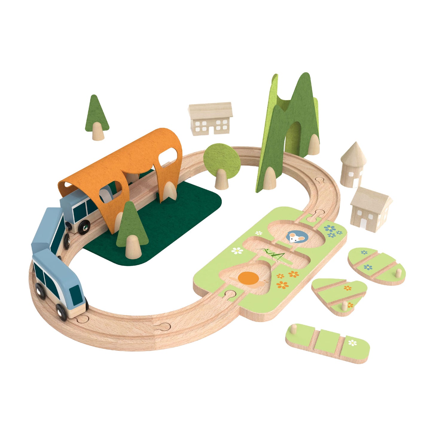 Classic World houten treinbaan speelset, 40dlg.