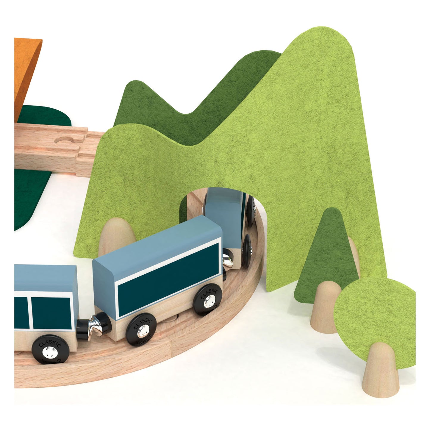 Classic World houten treinbaan speelset, 40dlg.