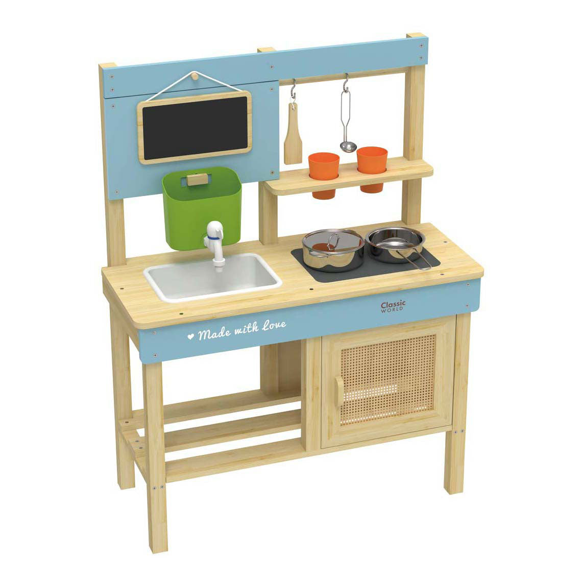 Classic World houten buiten speelkeuken met accesoires, 7dlg.