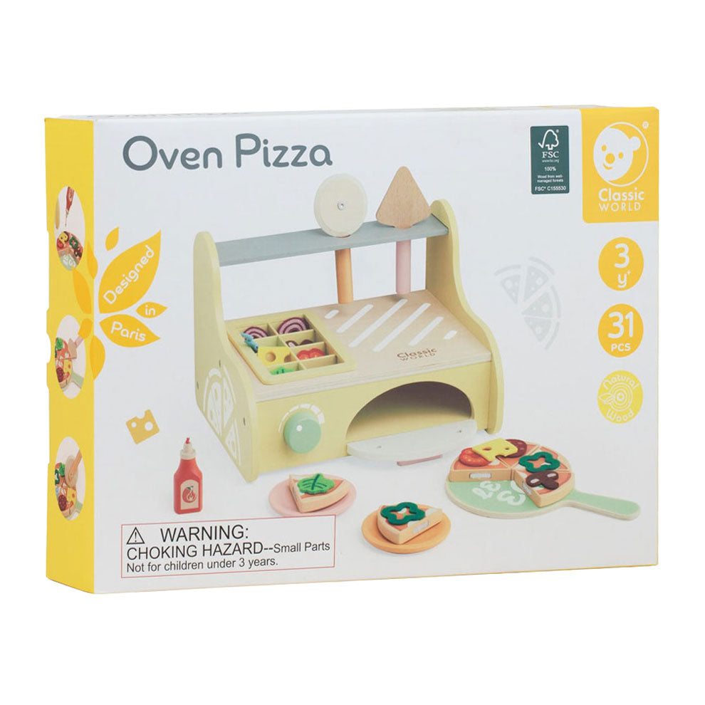 Classic World houten pizzaoven speelset, 7dlg.