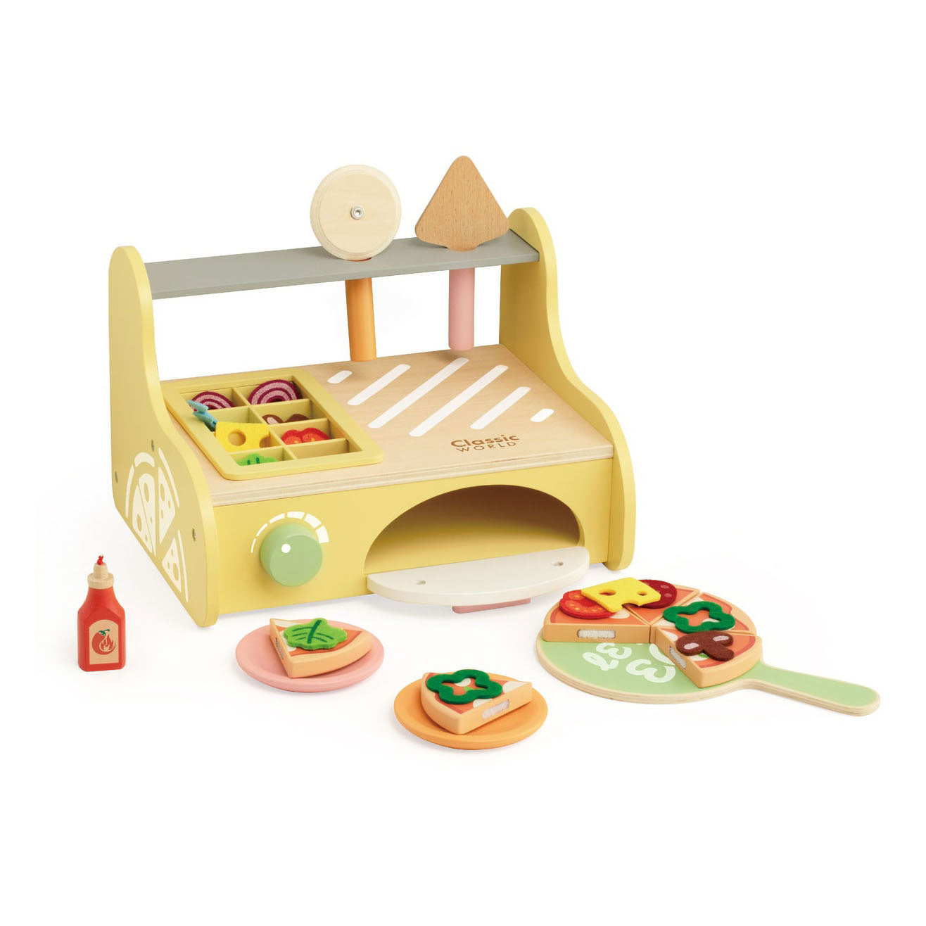 Classic World houten pizzaoven speelset, 7dlg.