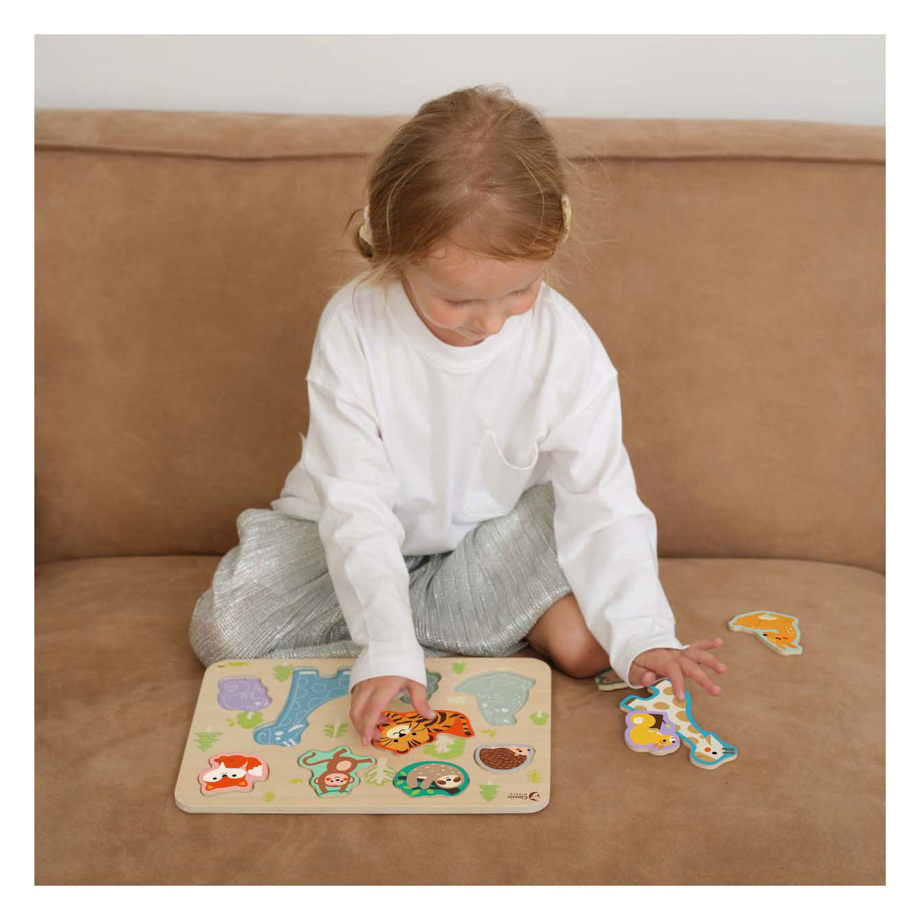 Classic World houten dierenpuzzel educatief speelgoed 10 stukjes.