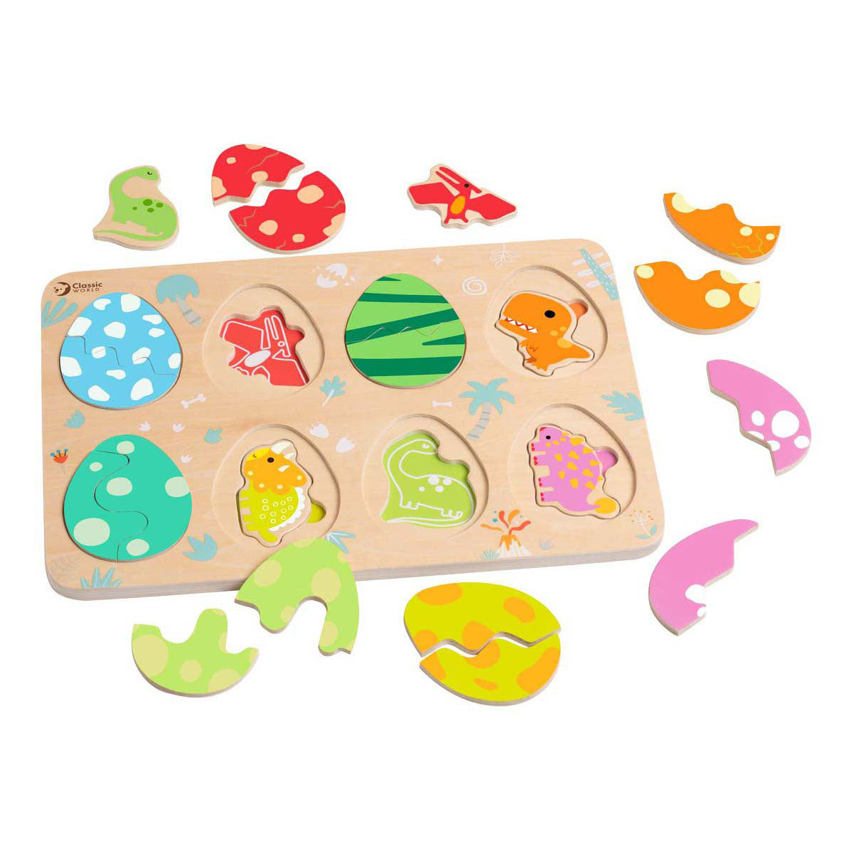 Classic World houten inlegpuzzel dinosaurus, 25st.