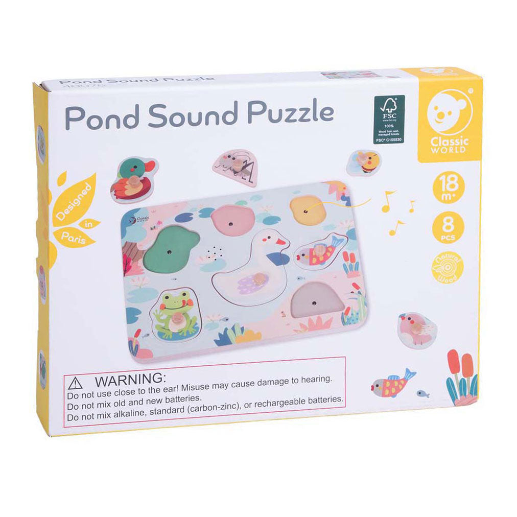 Classic World houten noppenpuzzel poel met geluid
