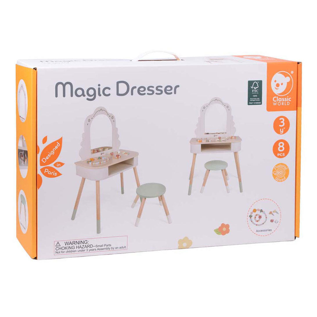 Classic World houten kaptafel met krukje - inclusief accessoires