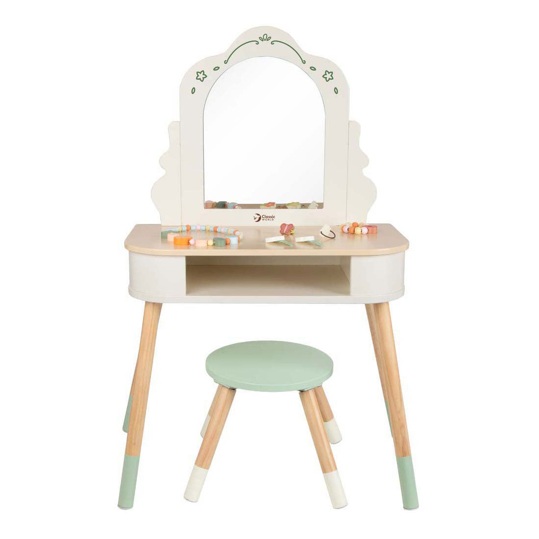 Classic World houten kaptafel met krukje - inclusief accessoires