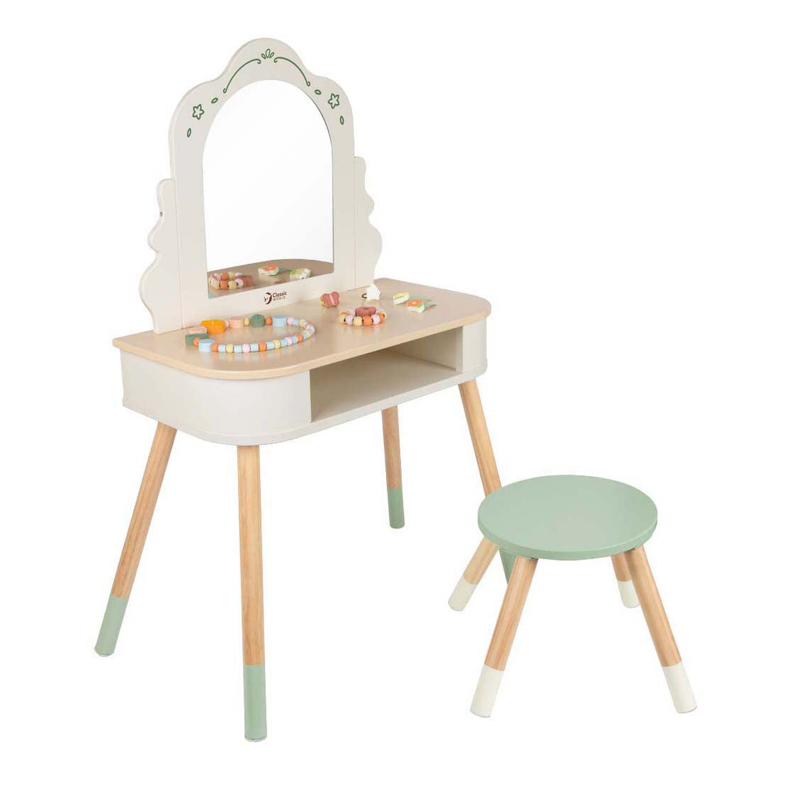 Classic World houten kaptafel met krukje - inclusief accessoires