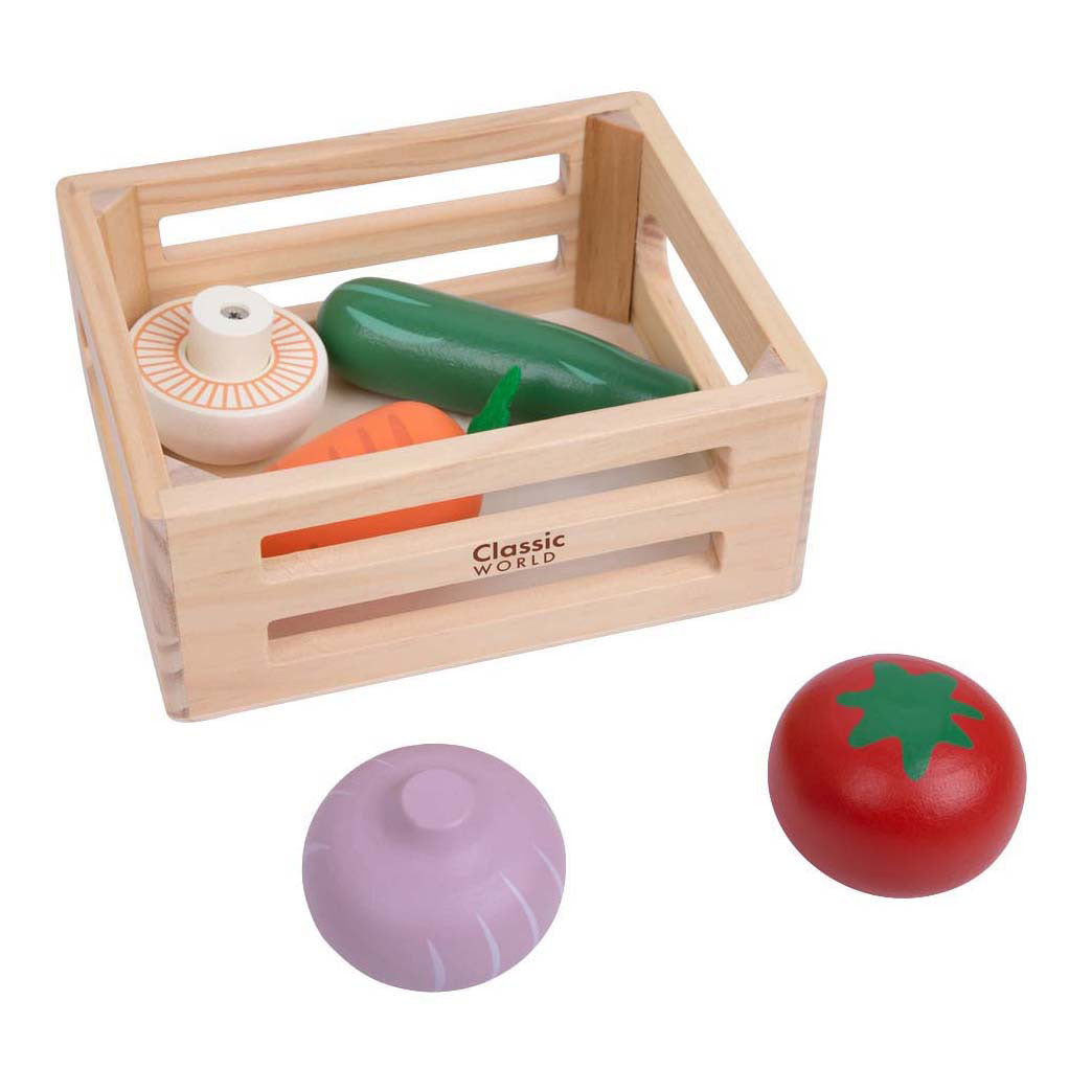 Classic World houten krat met groenten